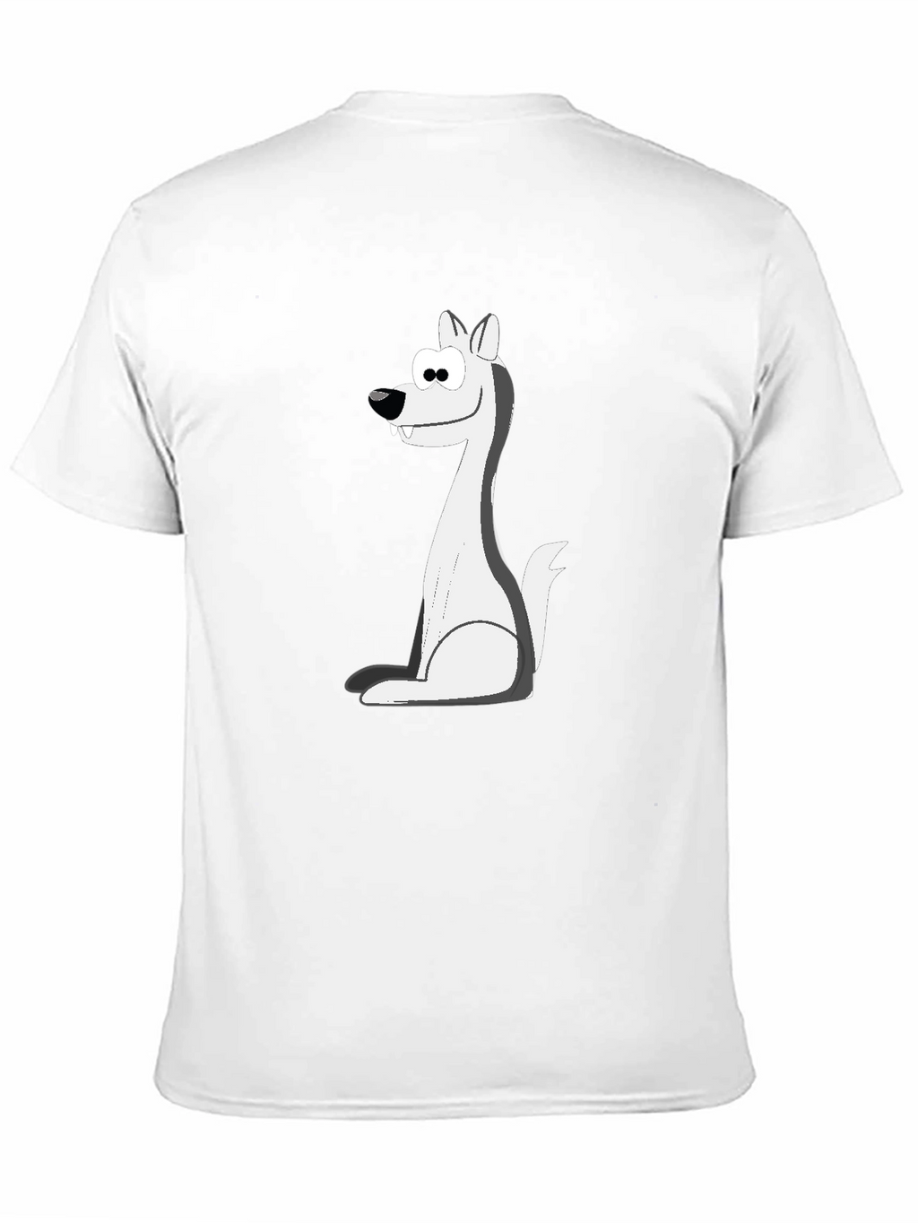 Cartoon Wolf Graphic Tee - Black Cotton Blend