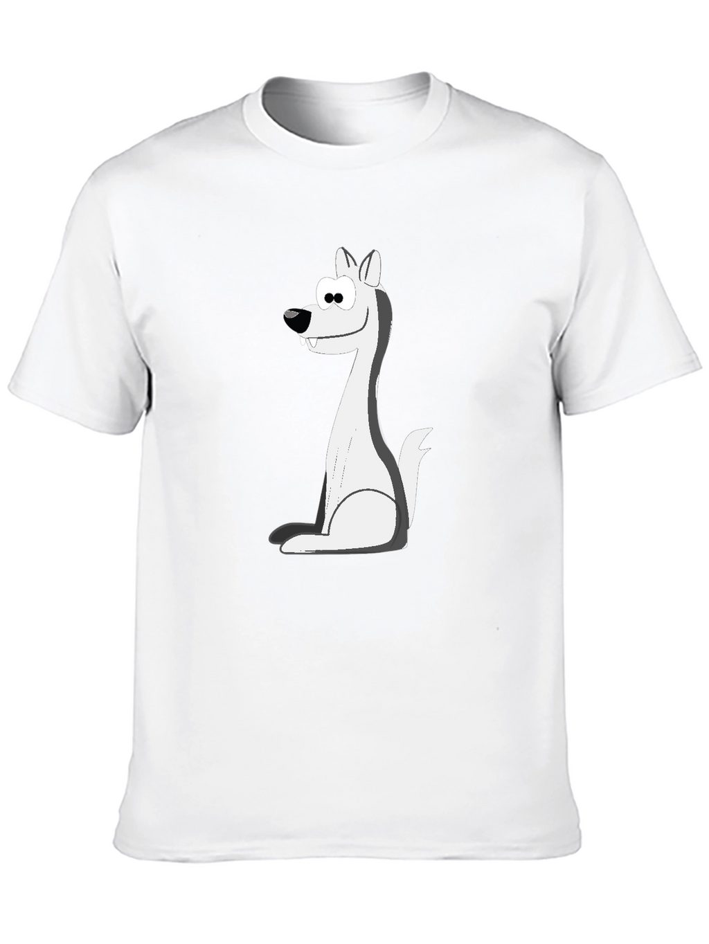 Cartoon Wolf Graphic Tee - Black Cotton Blend