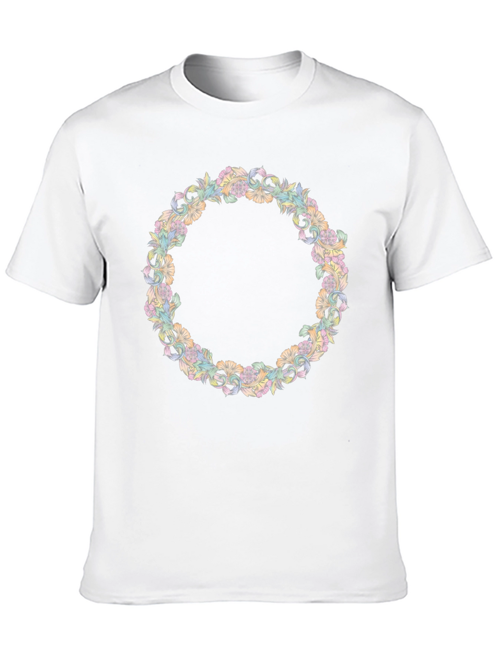 Floral Wreath Graphic Tee - Stylish Black T-Shirt