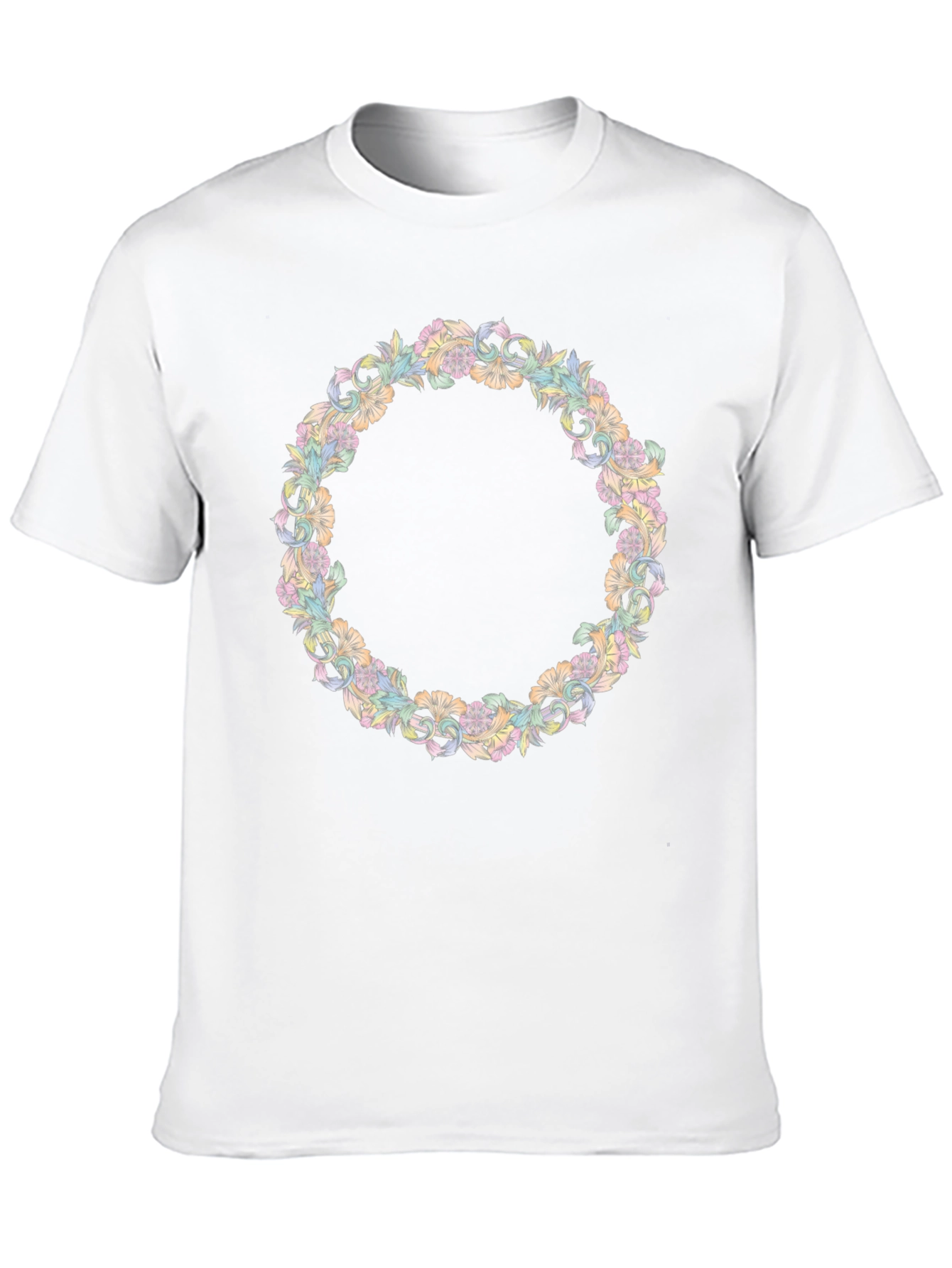 Floral Wreath Graphic Tee - Stylish Black T-Shirt