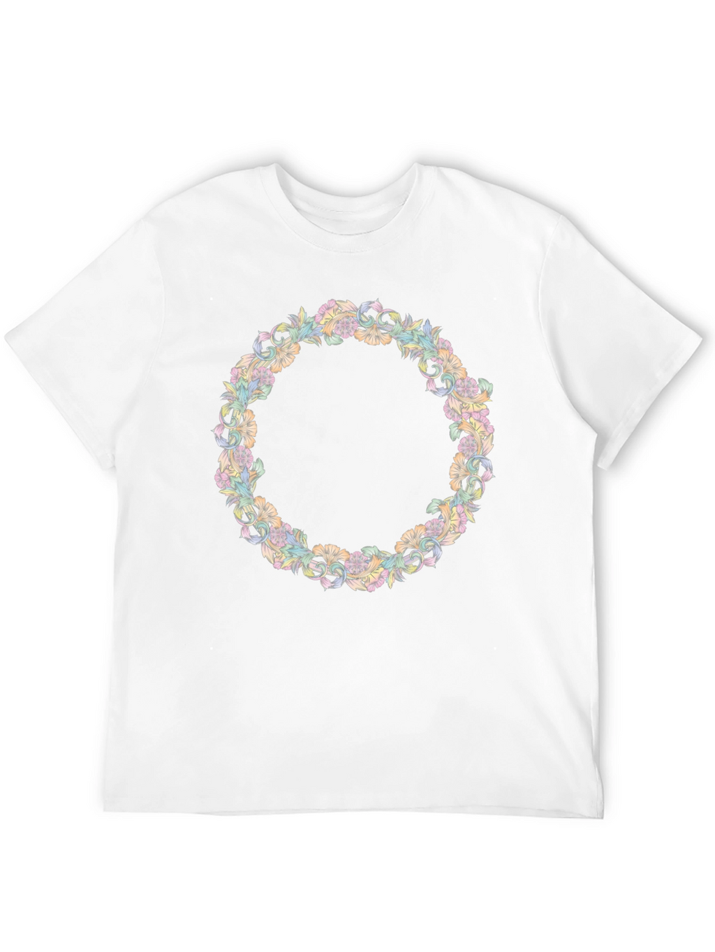 Floral Wreath Graphic Tee - Stylish Black T-Shirt
