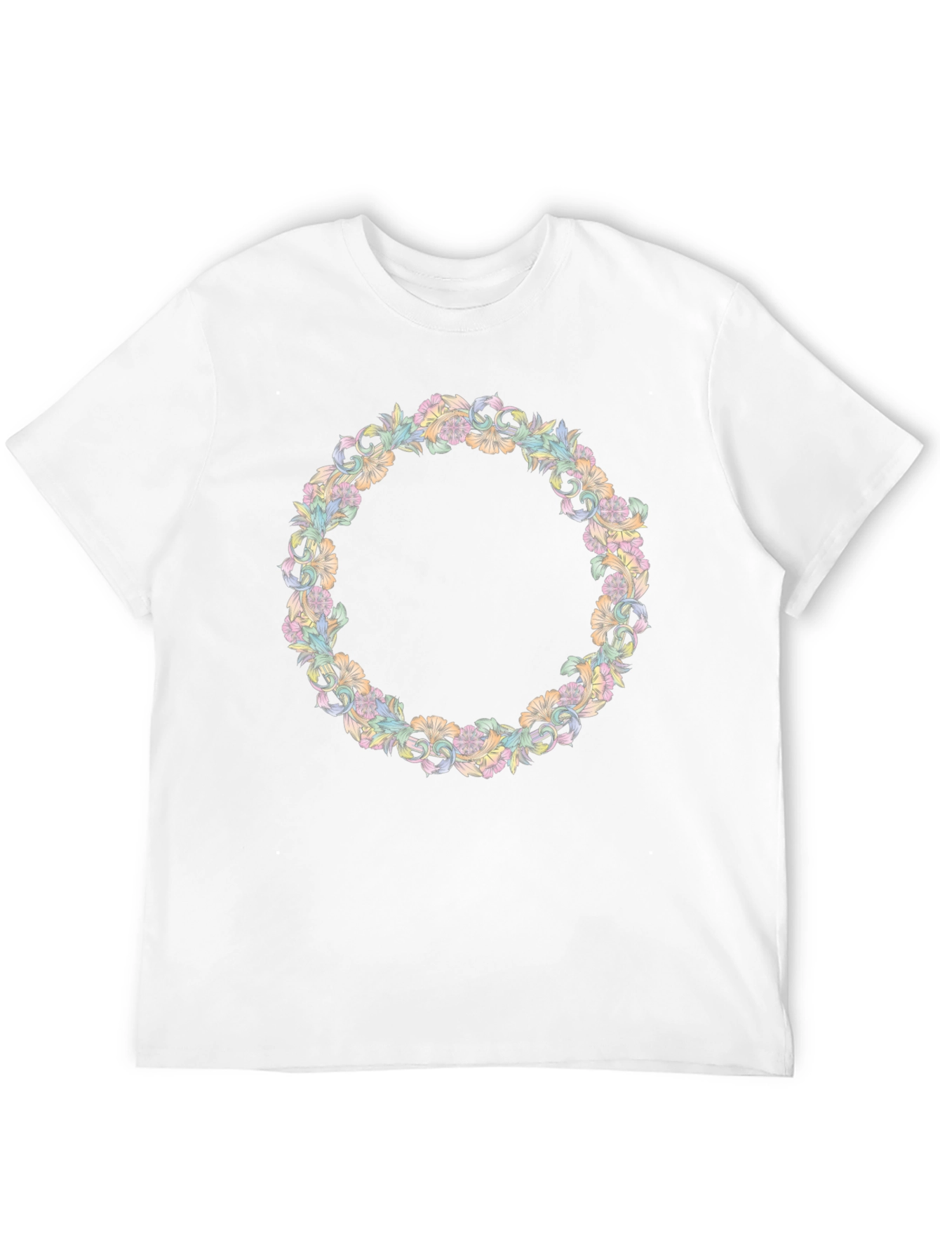 Floral Wreath Graphic Tee - Stylish Black T-Shirt
