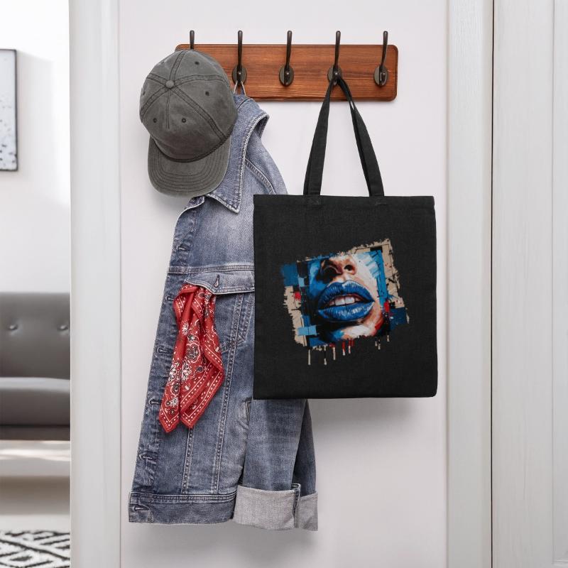 Abstract lips painted with a colorful brush