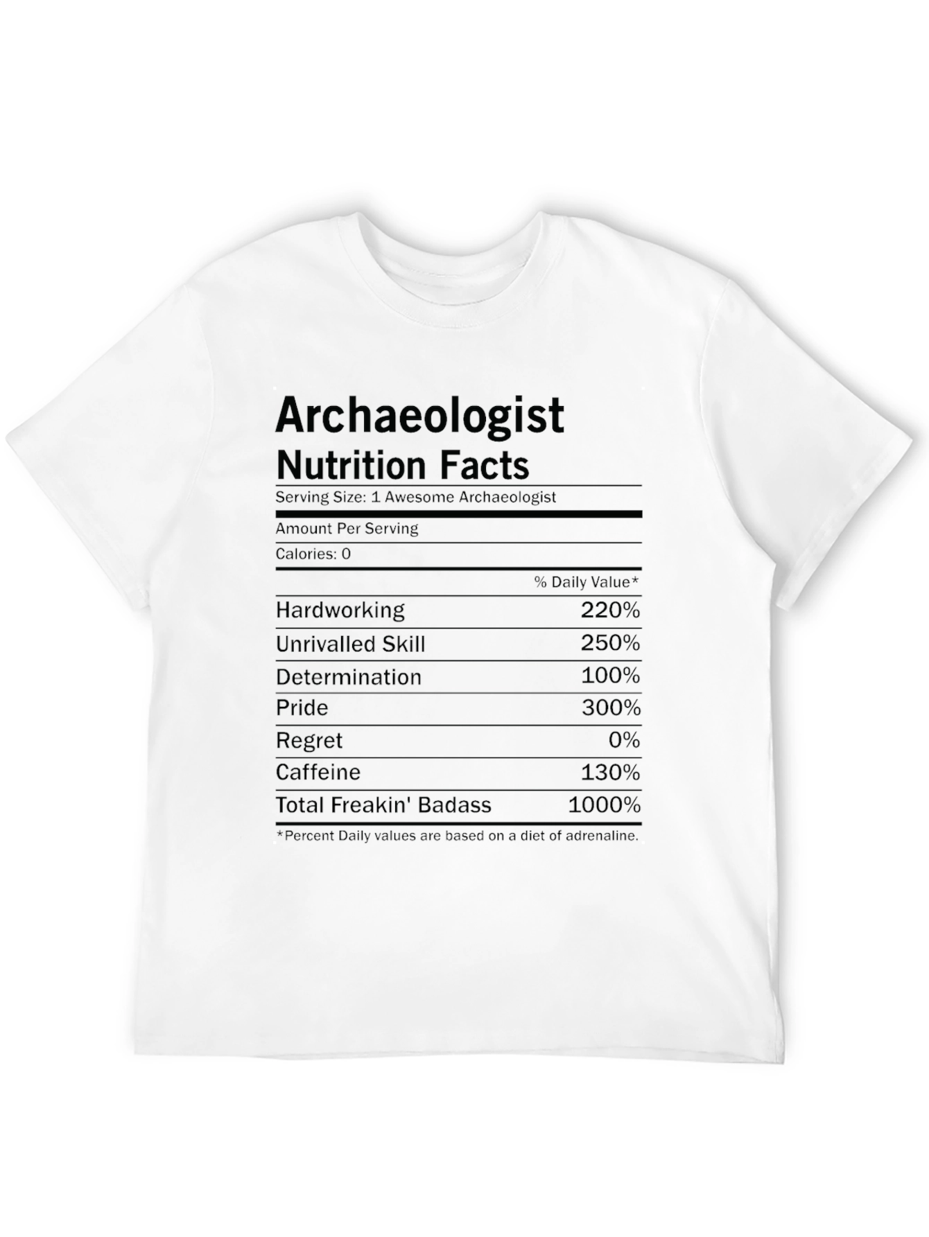 Archaeologist Nutrition Facts Funny T-Shirt