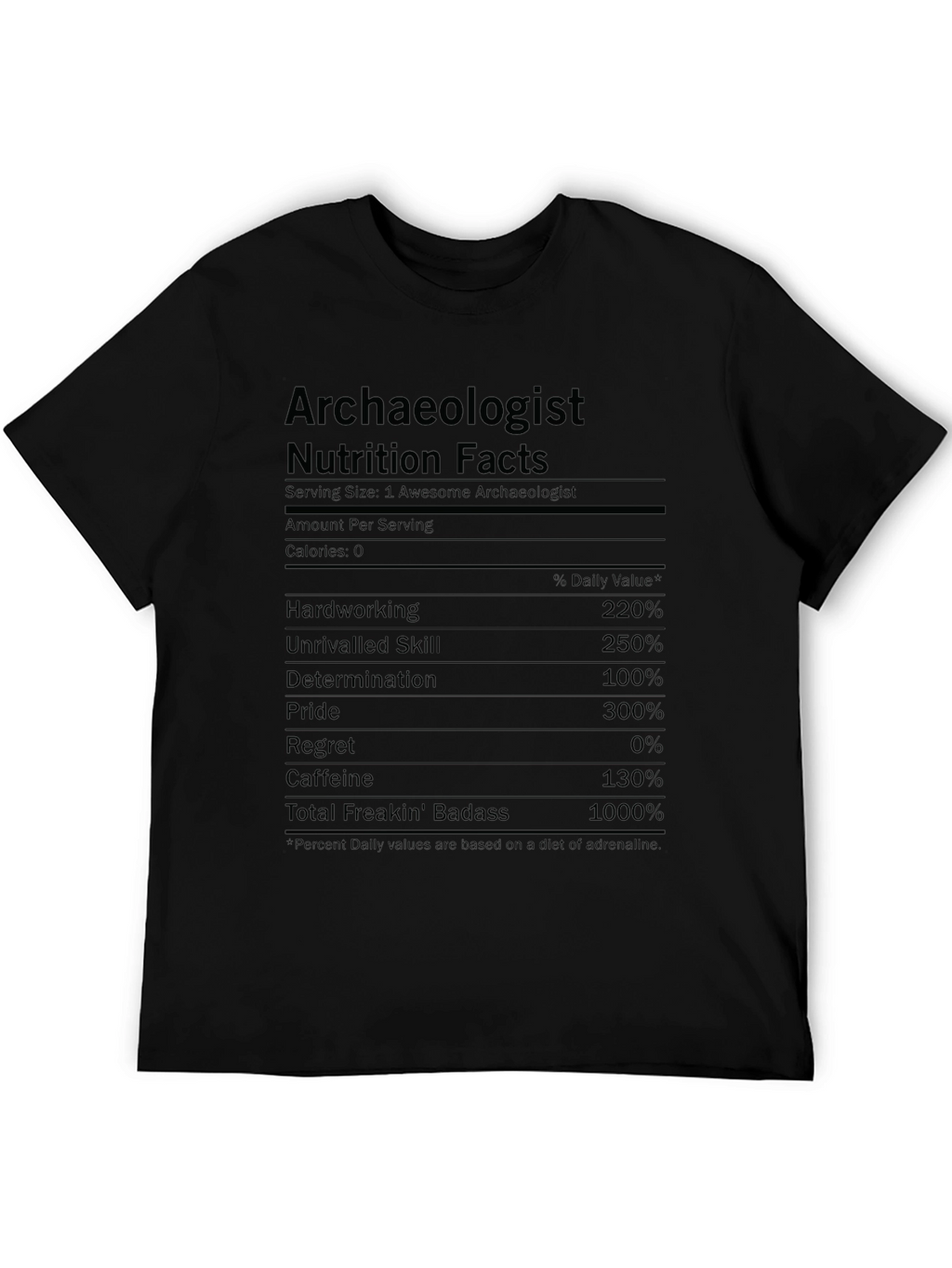 Archaeologist Nutrition Facts Funny T-Shirt