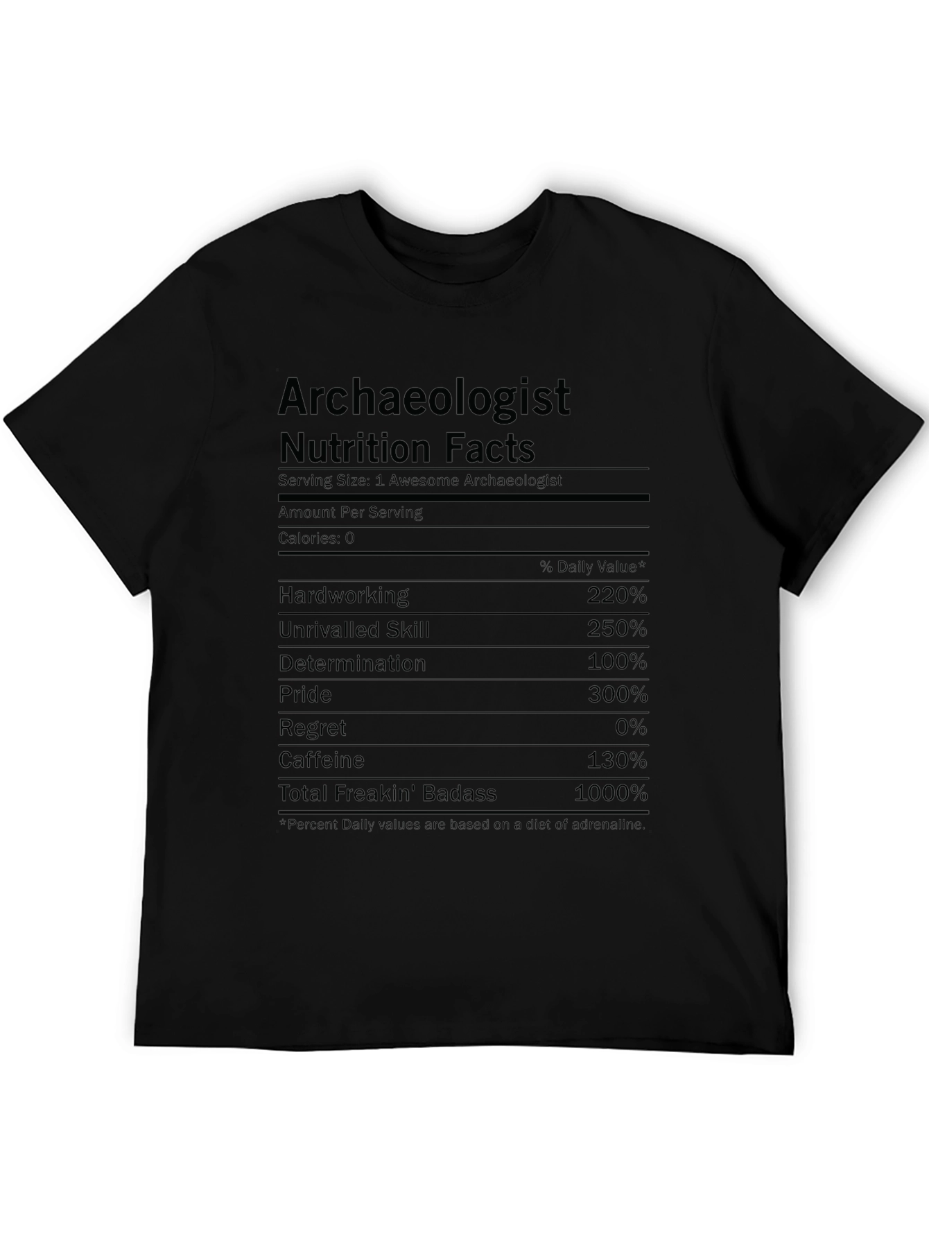 Archaeologist Nutrition Facts Funny T-Shirt