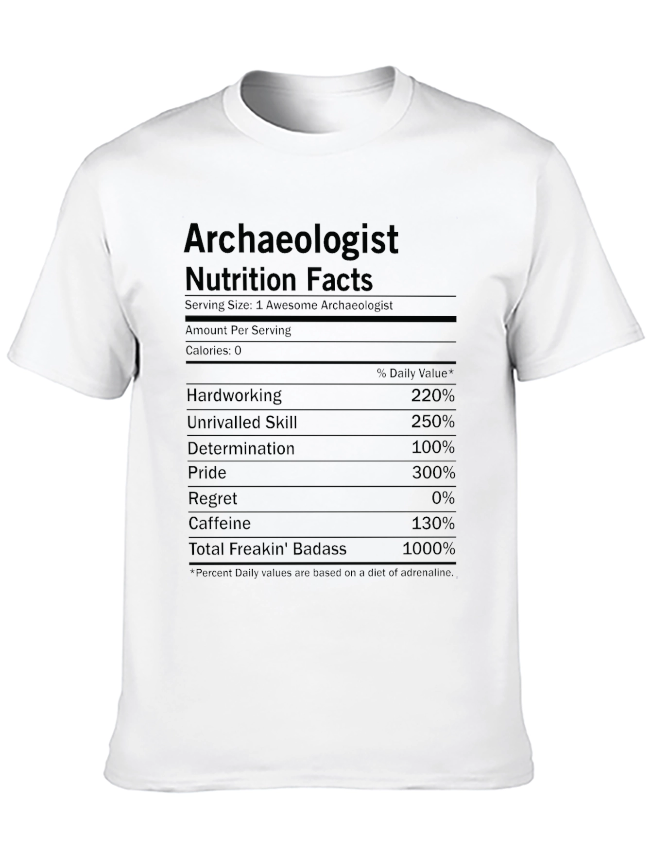 Archaeologist Nutrition Facts Funny T-Shirt