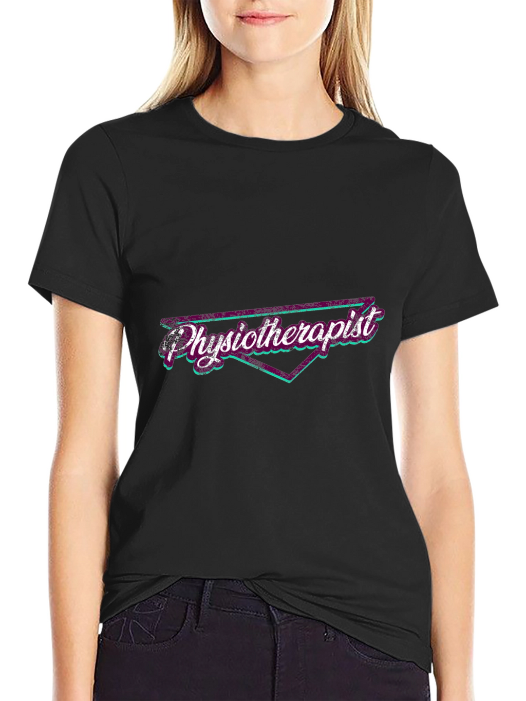 Retro Physiotherapist Graphic T-Shirt - Black