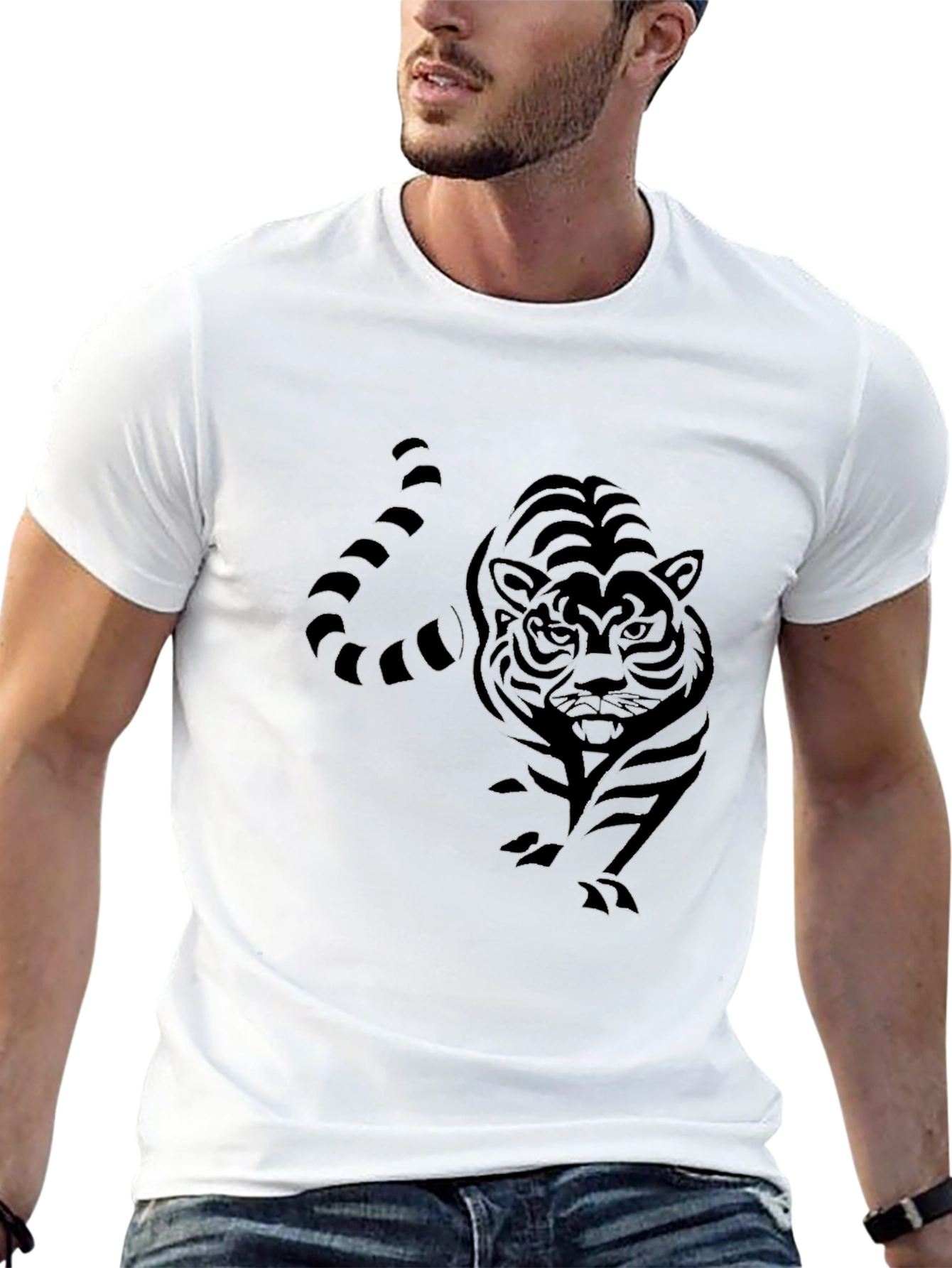 Black Tiger Graphic Tee - Mens Fashion