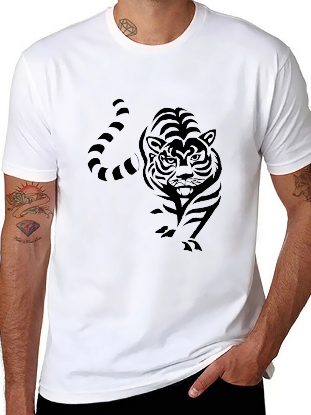 Black Tiger Graphic Tee - Mens Fashion