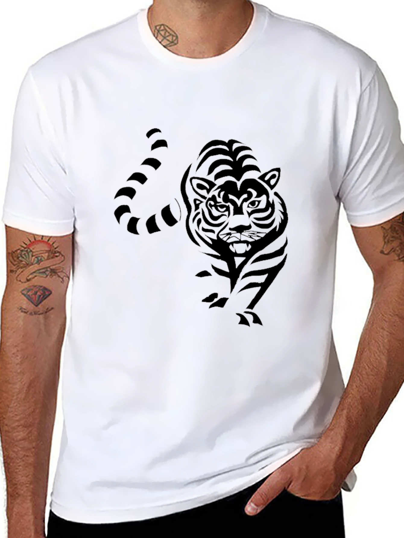 Black Tiger Graphic Tee - Mens Fashion