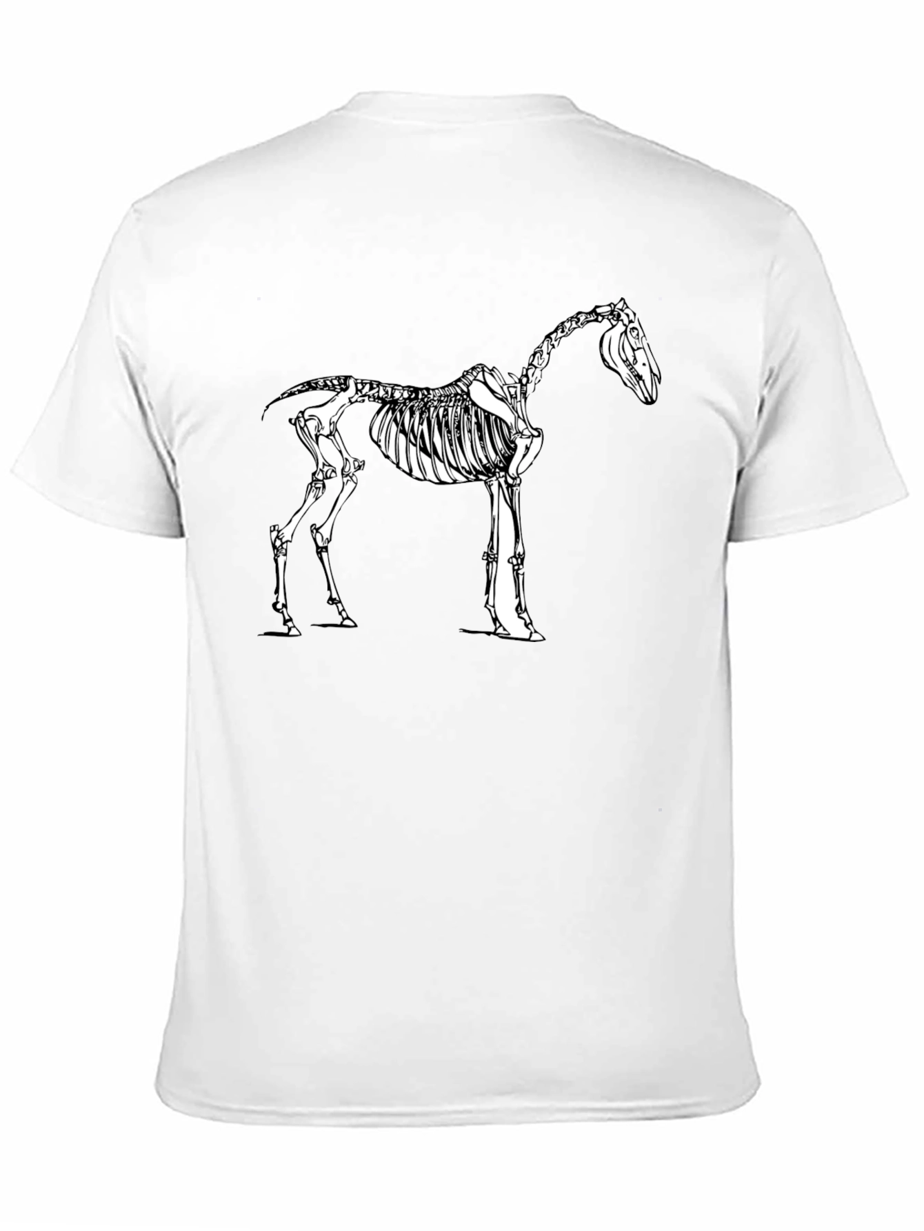 Horse Skeleton Graphic Tee - Black Cotton Shirt