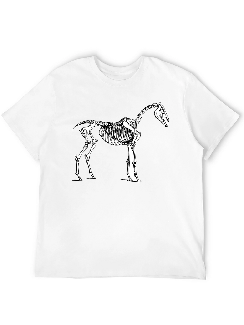 Horse Skeleton Graphic Tee - Black Cotton Shirt