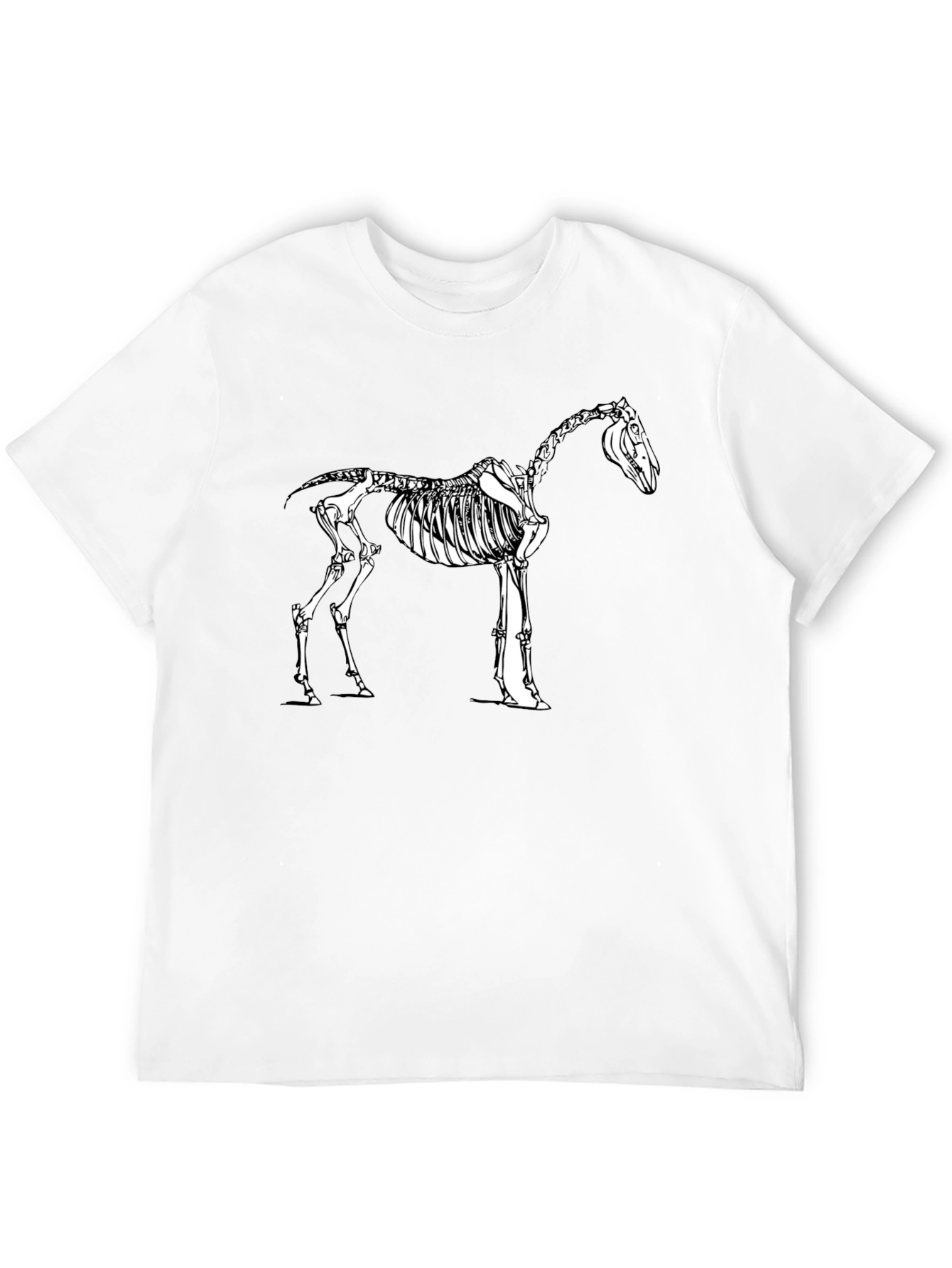 Horse Skeleton Graphic Tee - Black Cotton Shirt