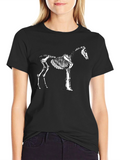 Horse Skeleton Graphic Tee - Black Cotton Shirt