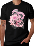 Gothic Floral Moth Black T-Shirt