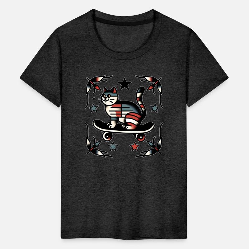 AI Traditional Tattoo Cat on Skateboard