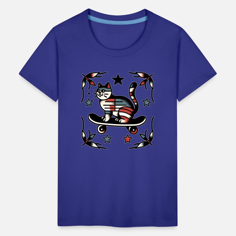 AI Traditional Tattoo Cat on Skateboard