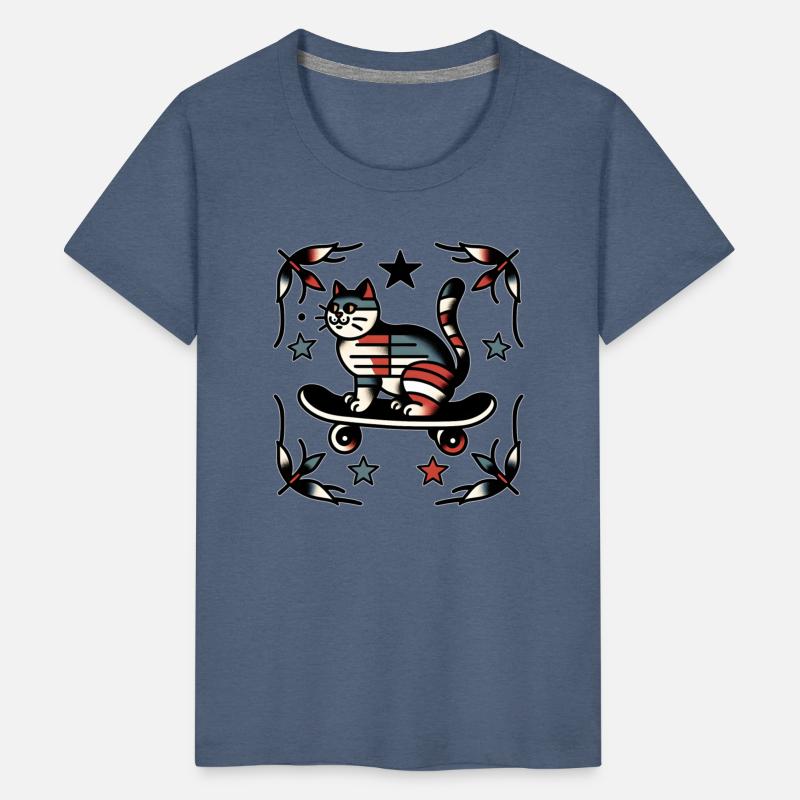 AI Traditional Tattoo Cat on Skateboard