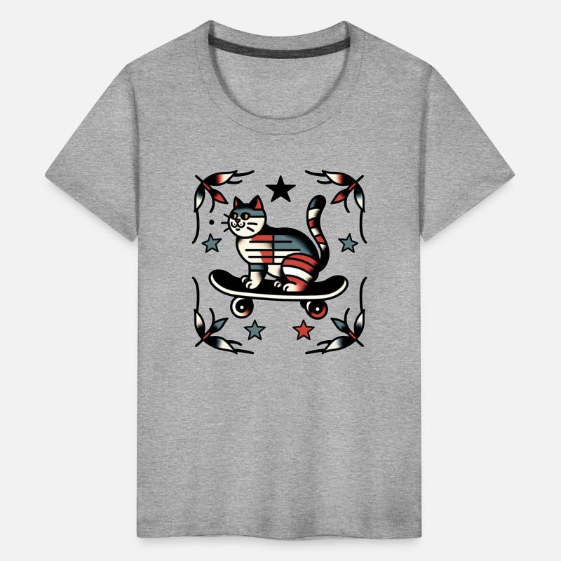 AI Traditional Tattoo Cat on Skateboard