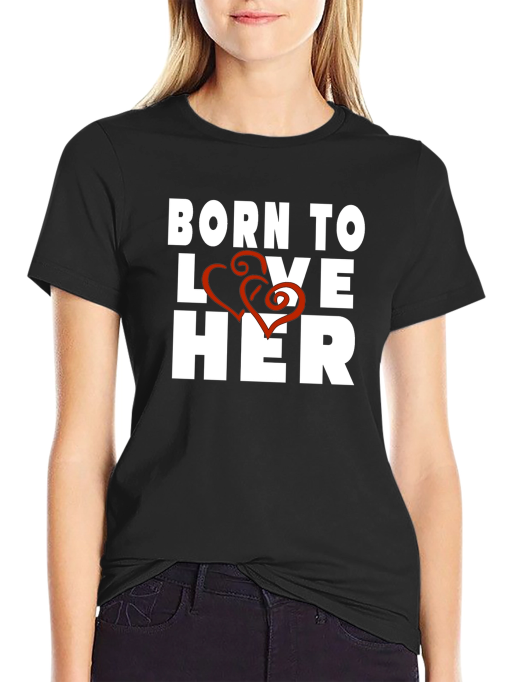 Born to Love Her Black Graphic Tee
