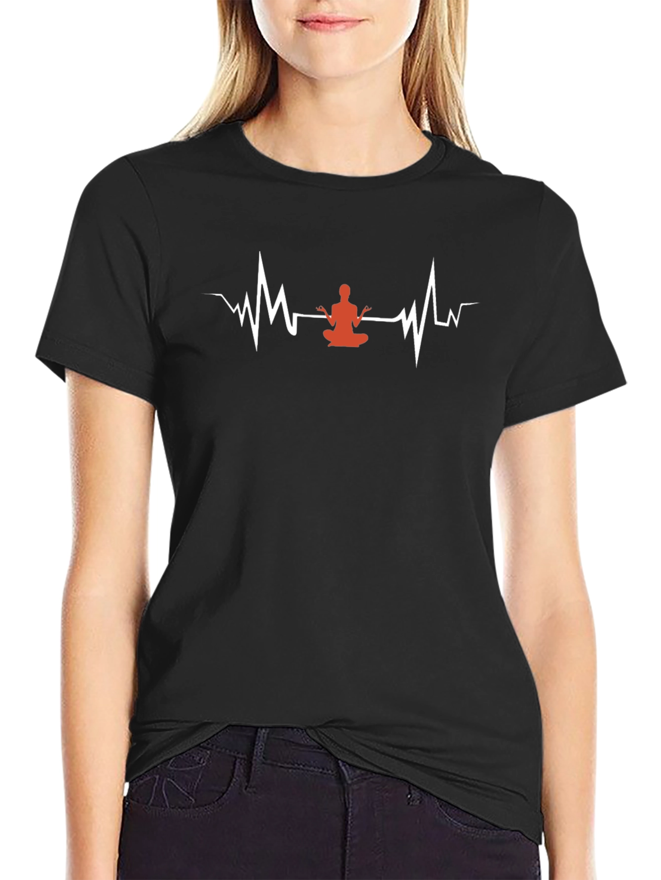 Yoga Heartbeat T-Shirt - Black Cotton Tee