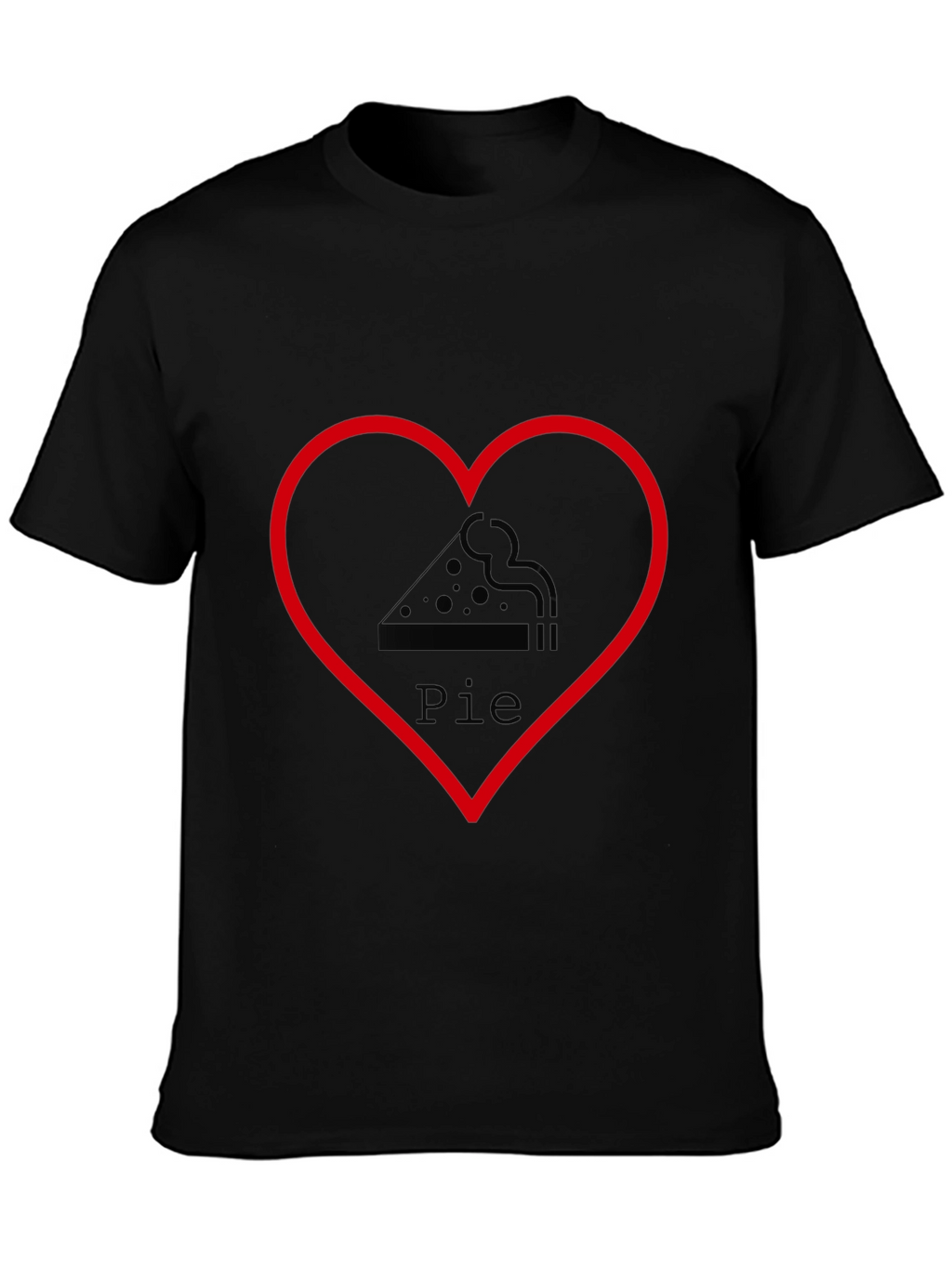 Pizza Pie Heart Graphic Tee - Casual Black T-Shirt
