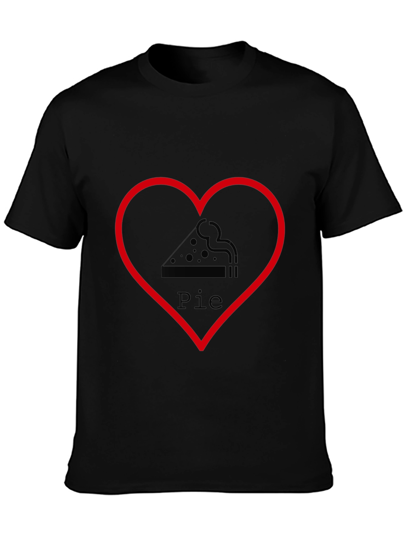 Pizza Pie Heart Graphic Tee - Casual Black T-Shirt