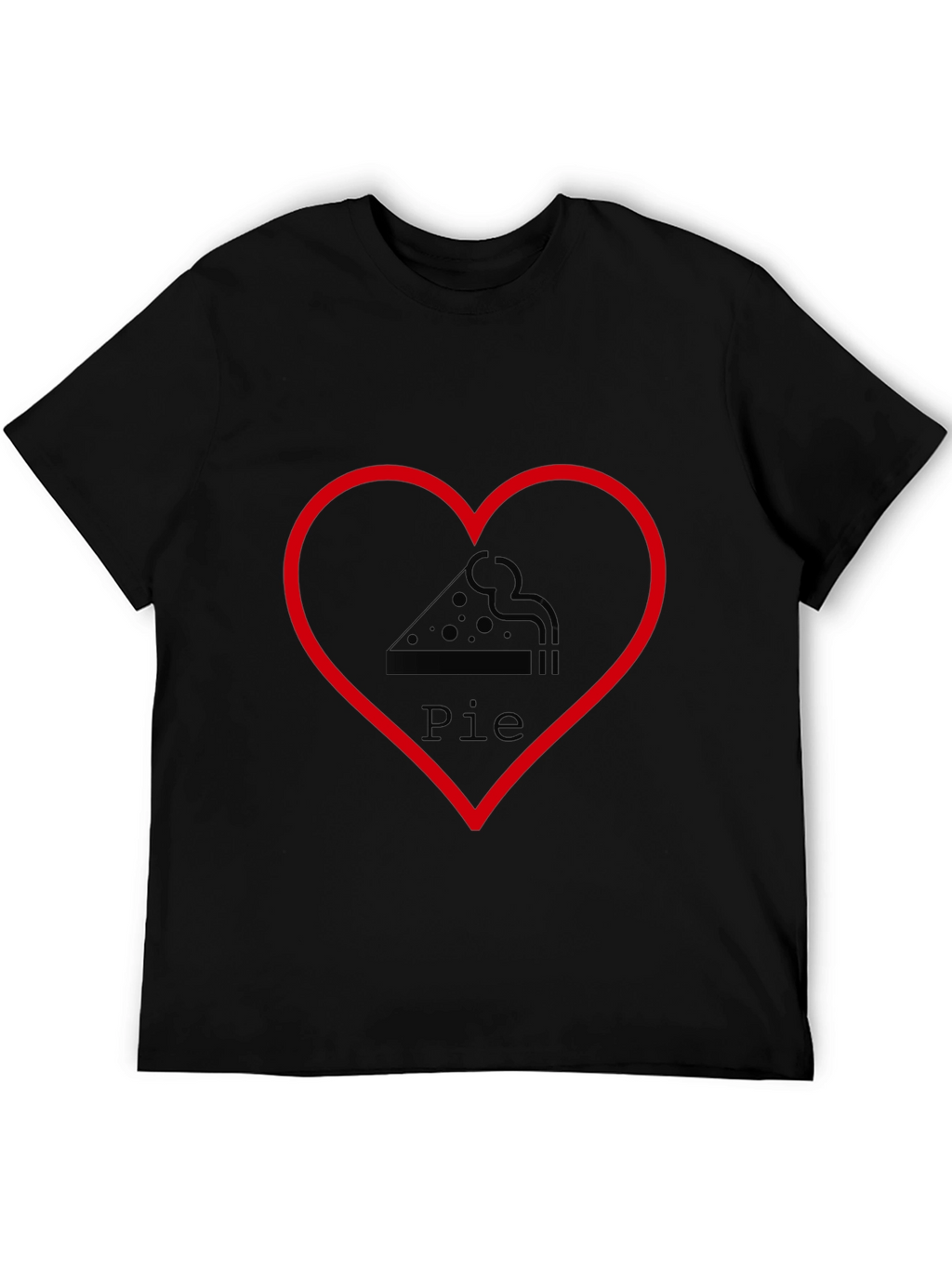Pizza Pie Heart Graphic Tee - Casual Black T-Shirt