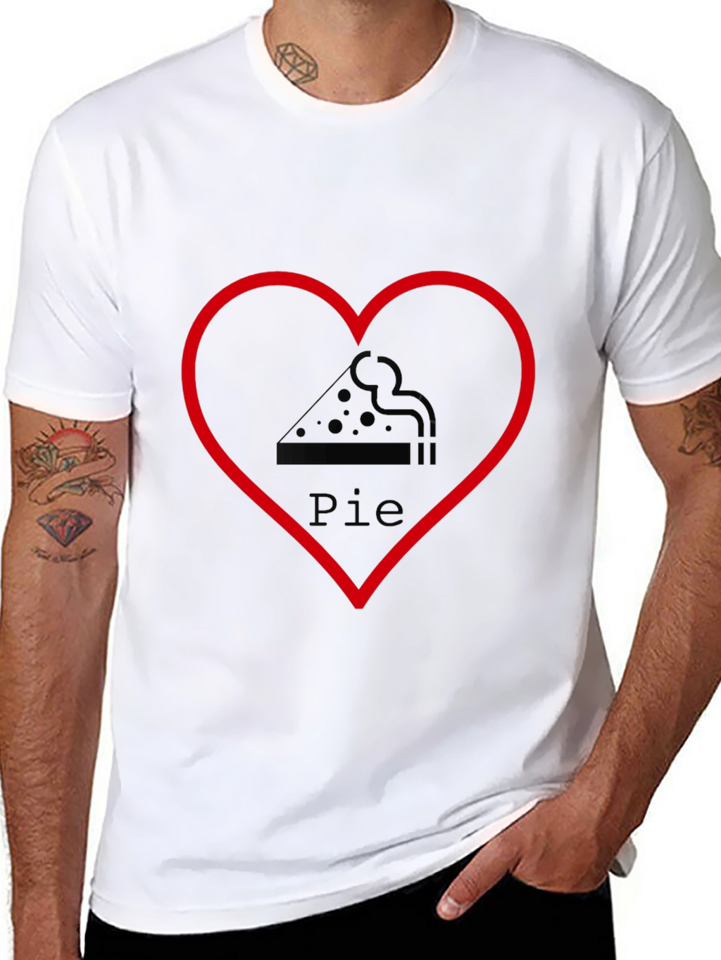 Pizza Pie Heart Graphic Tee - Casual Black T-Shirt