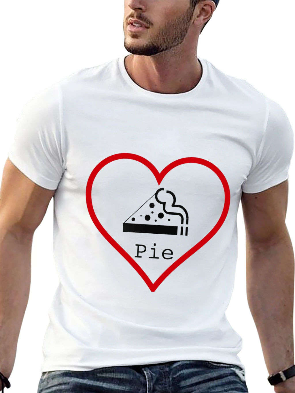 Pizza Pie Heart Graphic Tee - Casual Black T-Shirt