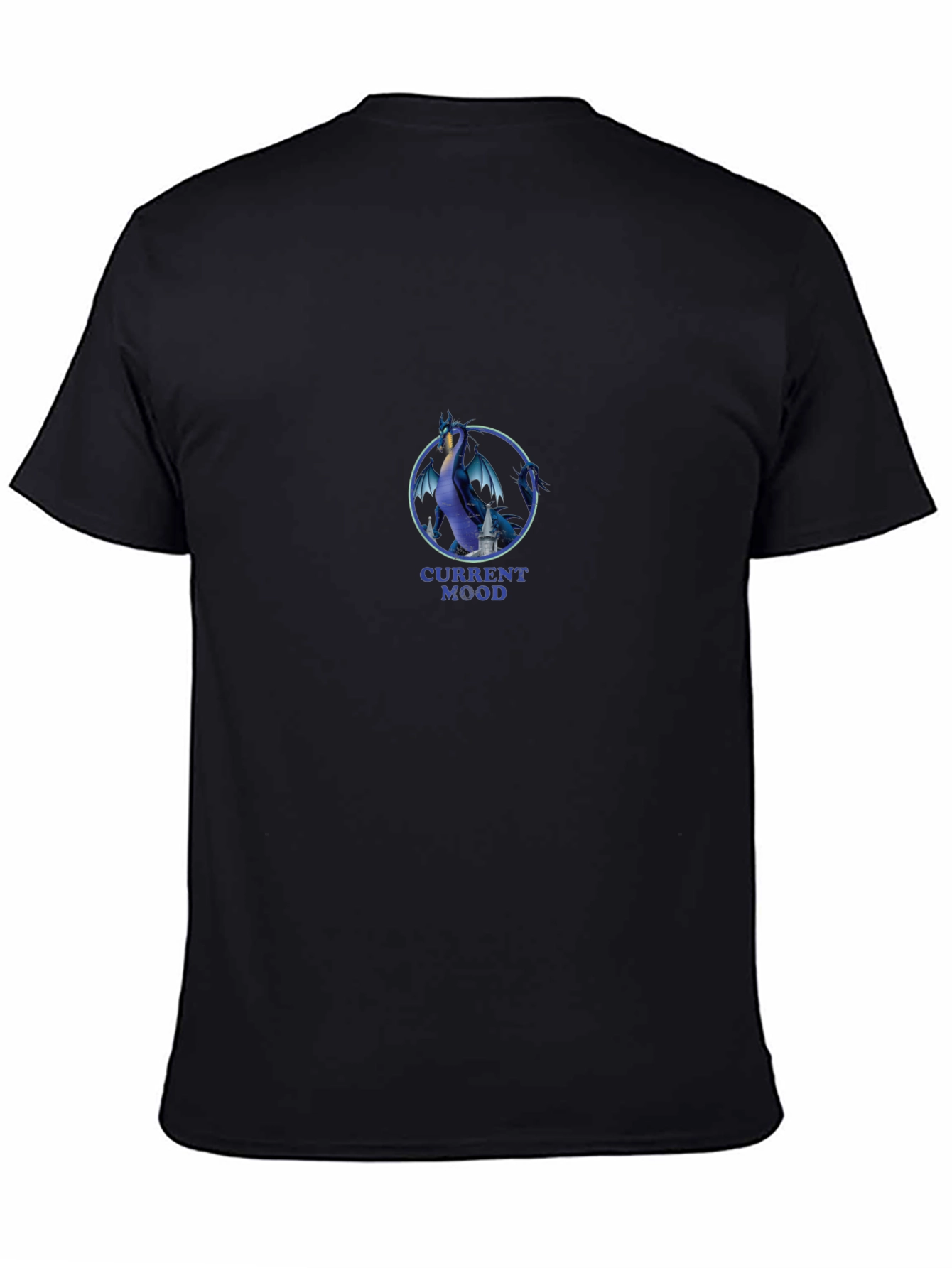 Moody Dragon Graphic Tee - Black Cotton T-Shirt