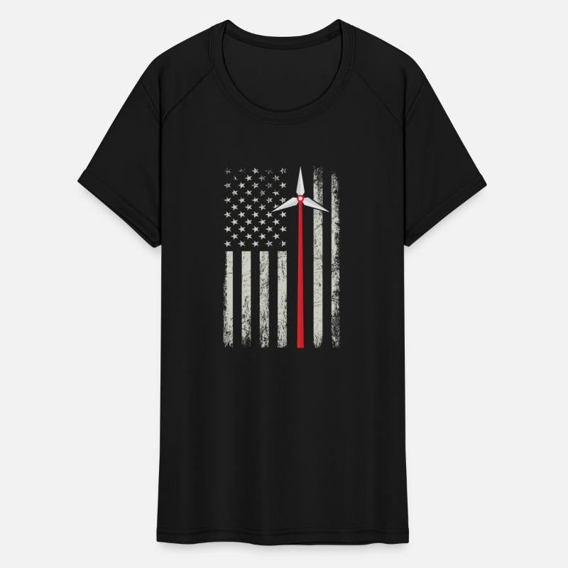 American Flag Engineer T shirt Wind Turbine