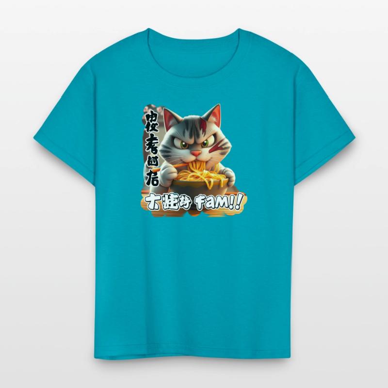 Angry Cat Eating Spicy Ramen Design