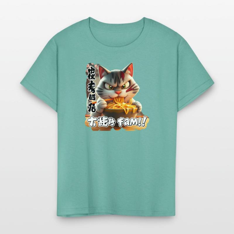 Angry Cat Eating Spicy Ramen Design