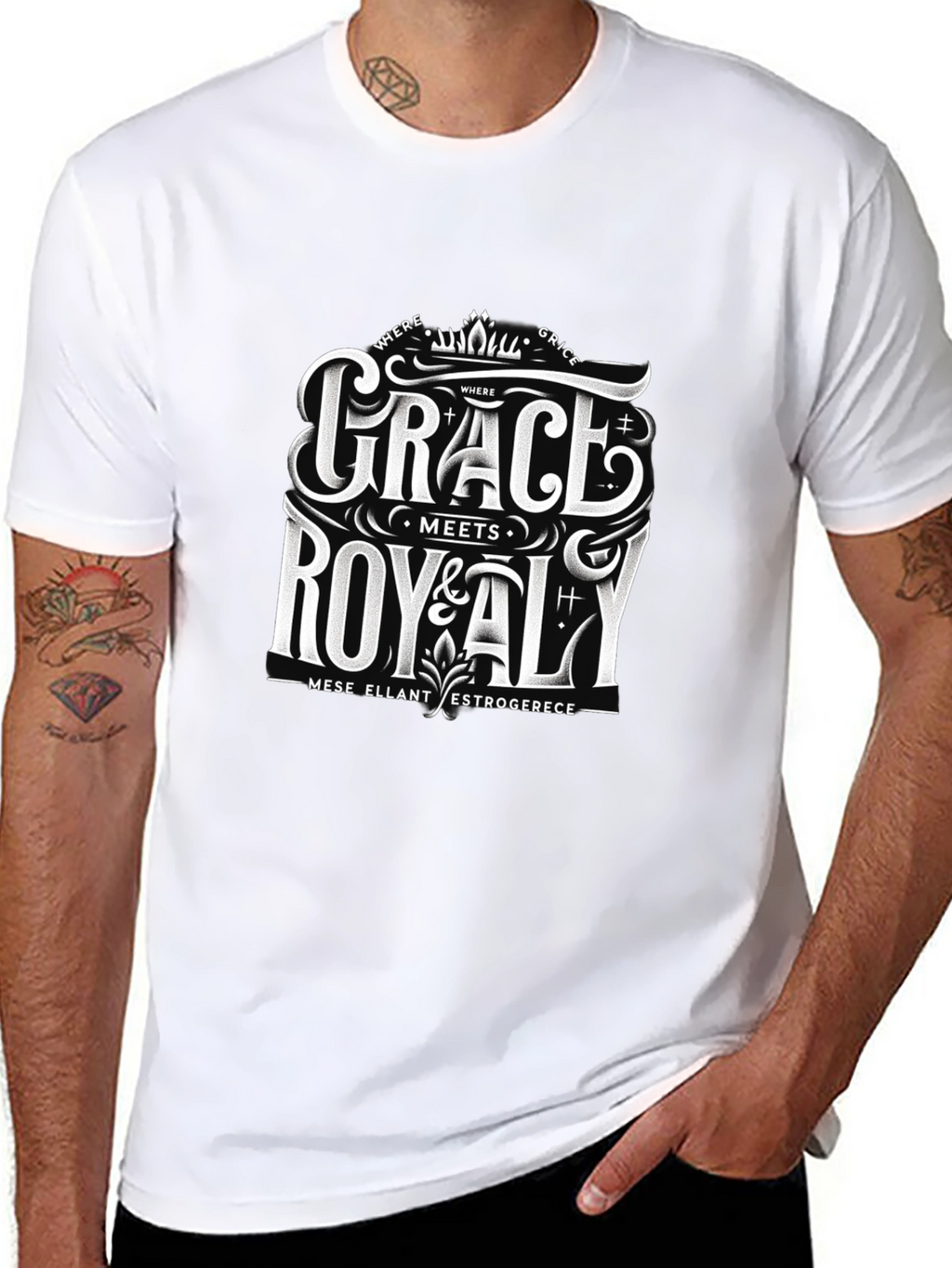 Grace Meets Royalty Black Graphic Tee