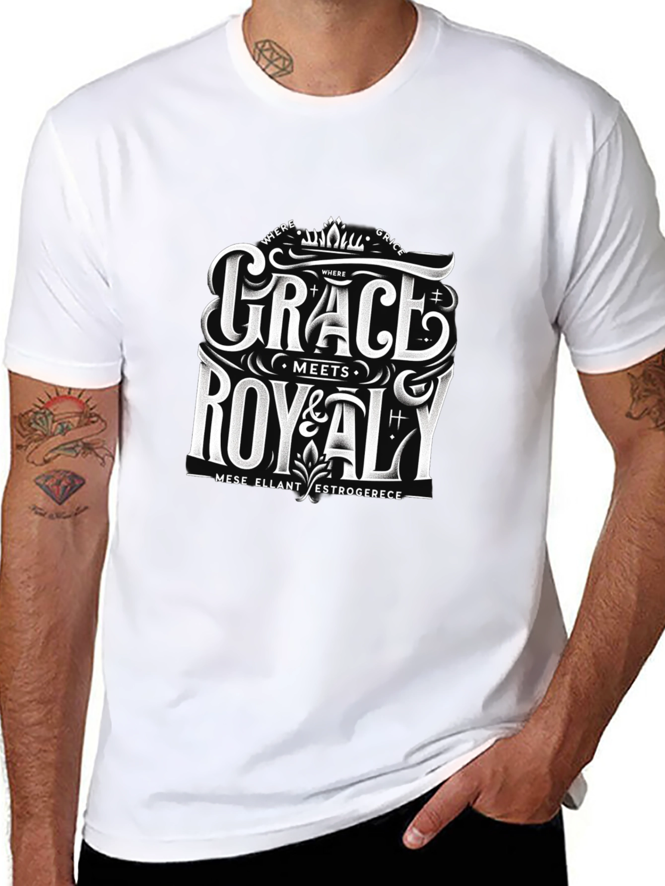 Grace Meets Royalty Black Graphic Tee