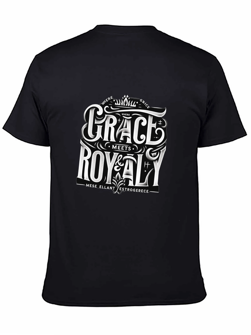 Grace Meets Royalty Black Graphic Tee