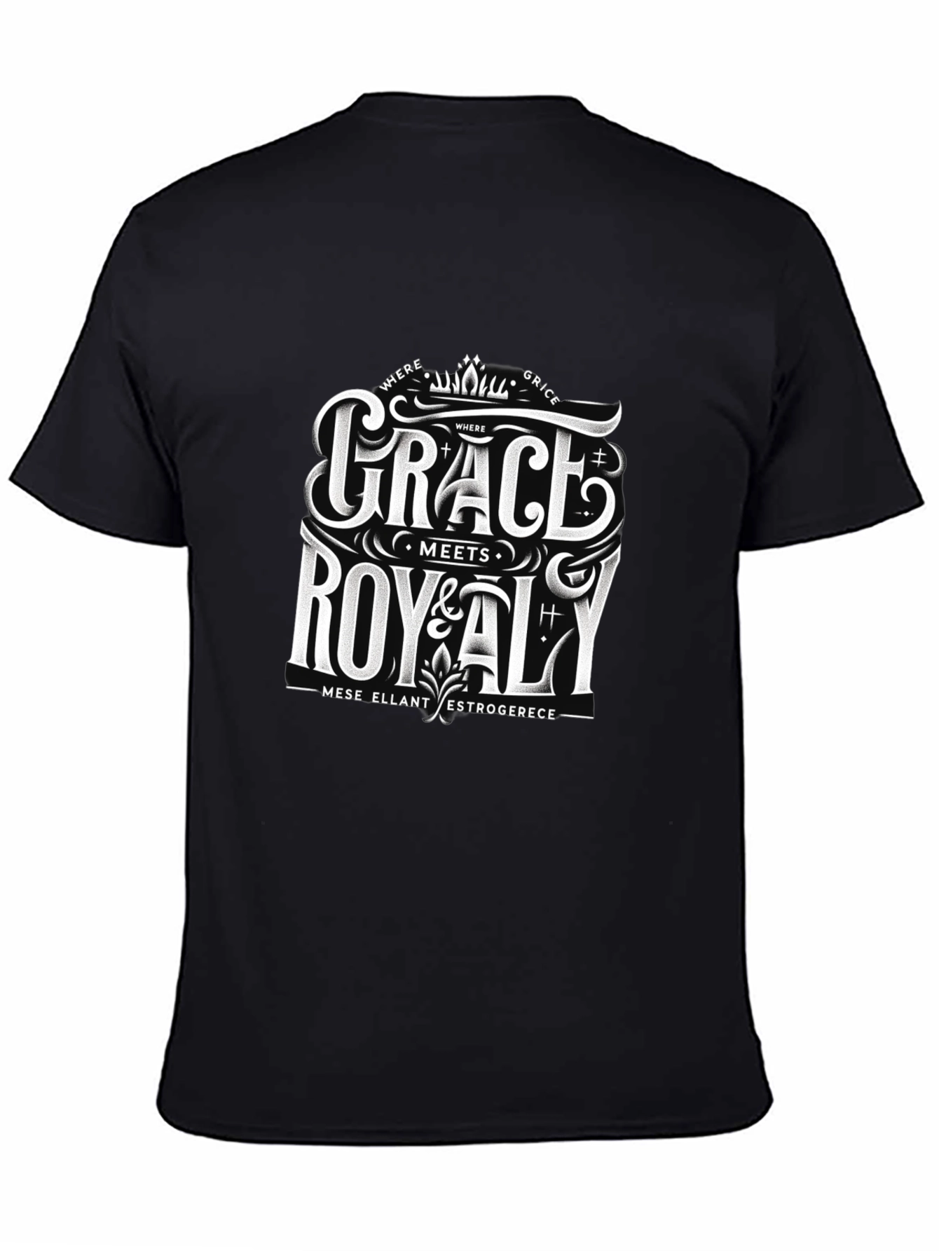 Grace Meets Royalty Black Graphic Tee