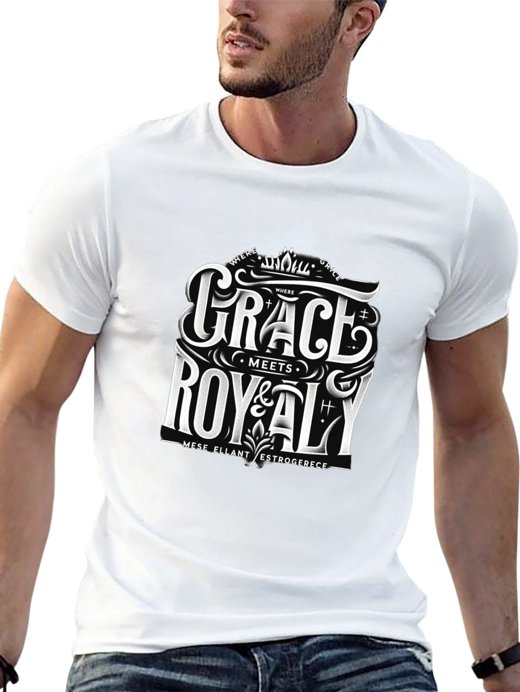 Grace Meets Royalty Black Graphic Tee
