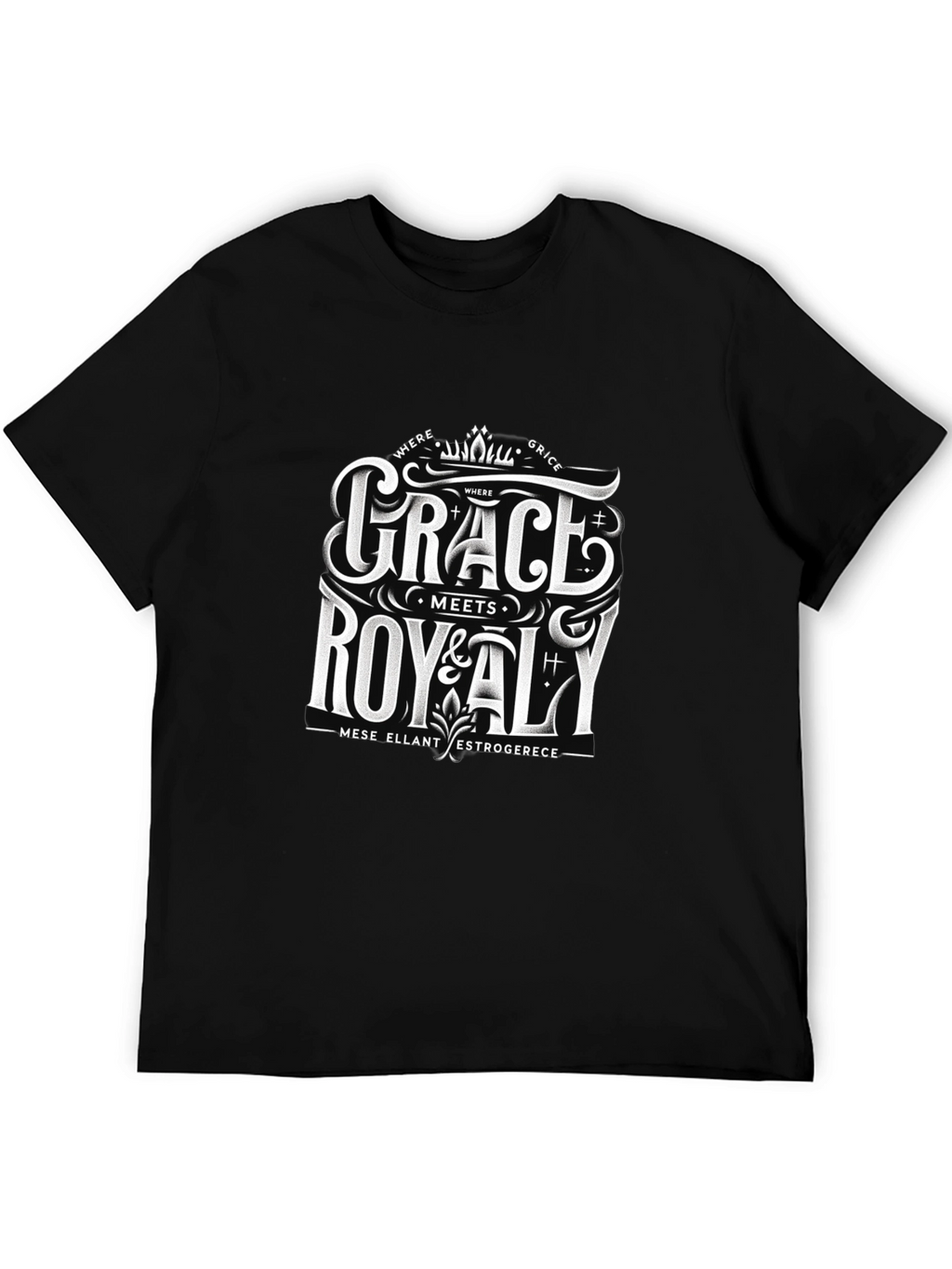 Grace Meets Royalty Black Graphic Tee