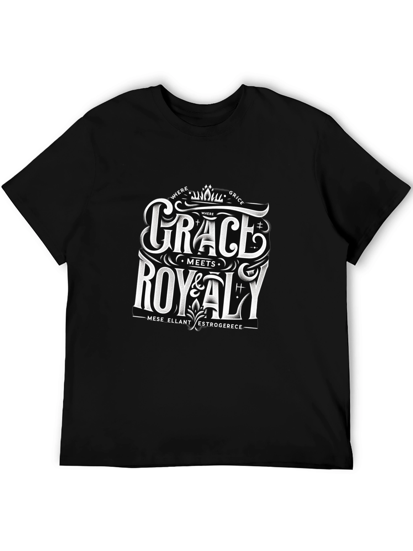 Grace Meets Royalty Black Graphic Tee