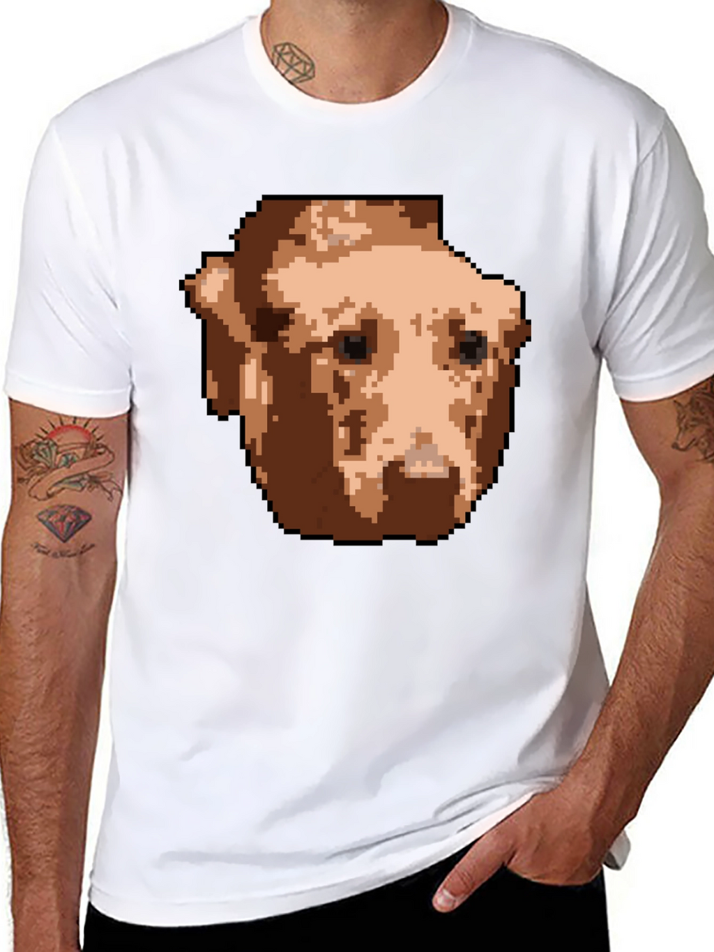 Pixelated Dog Graphic T-Shirt - Black