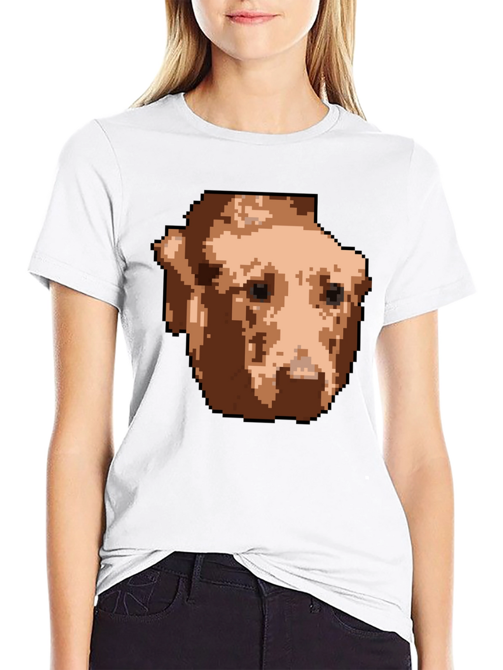 Pixelated Dog Graphic T-Shirt - Black