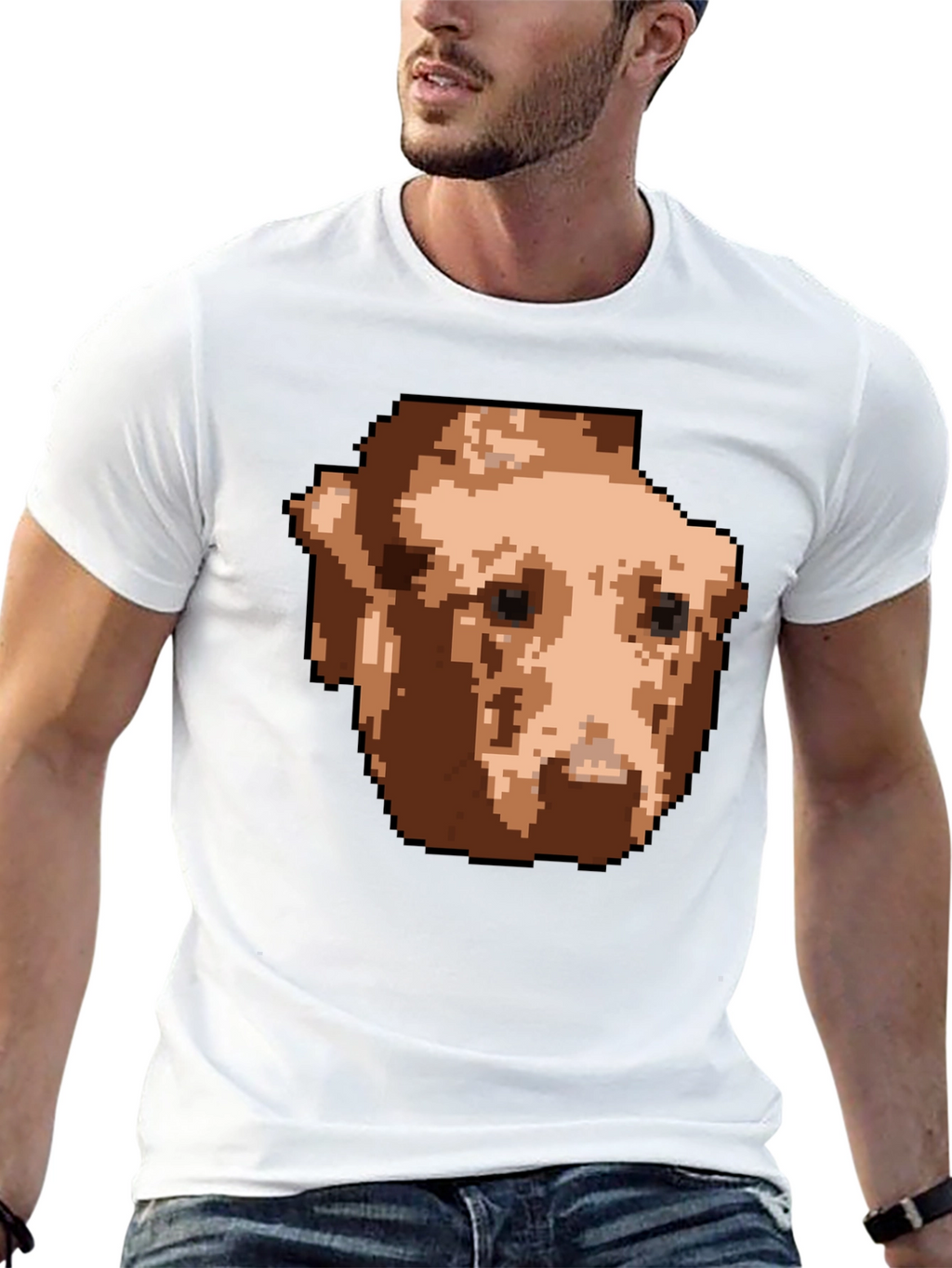 Pixelated Dog Graphic T-Shirt - Black
