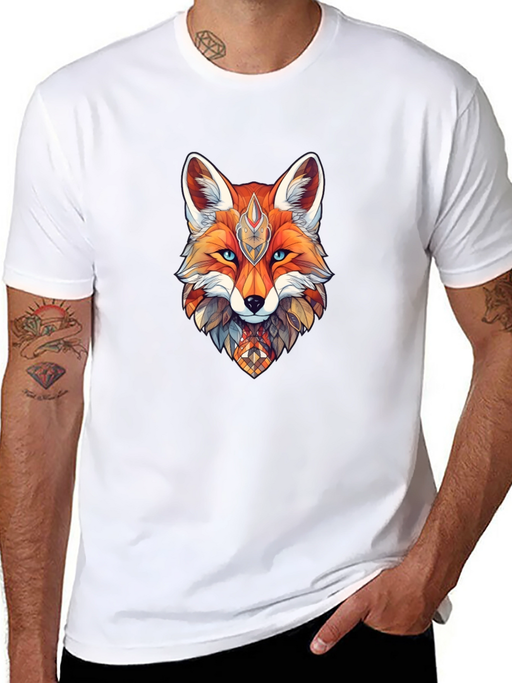 Geometric Fox Graphic Print T-Shirt