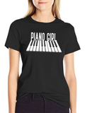 Piano Girl Graphic T-Shirt - Music Lover Tee
