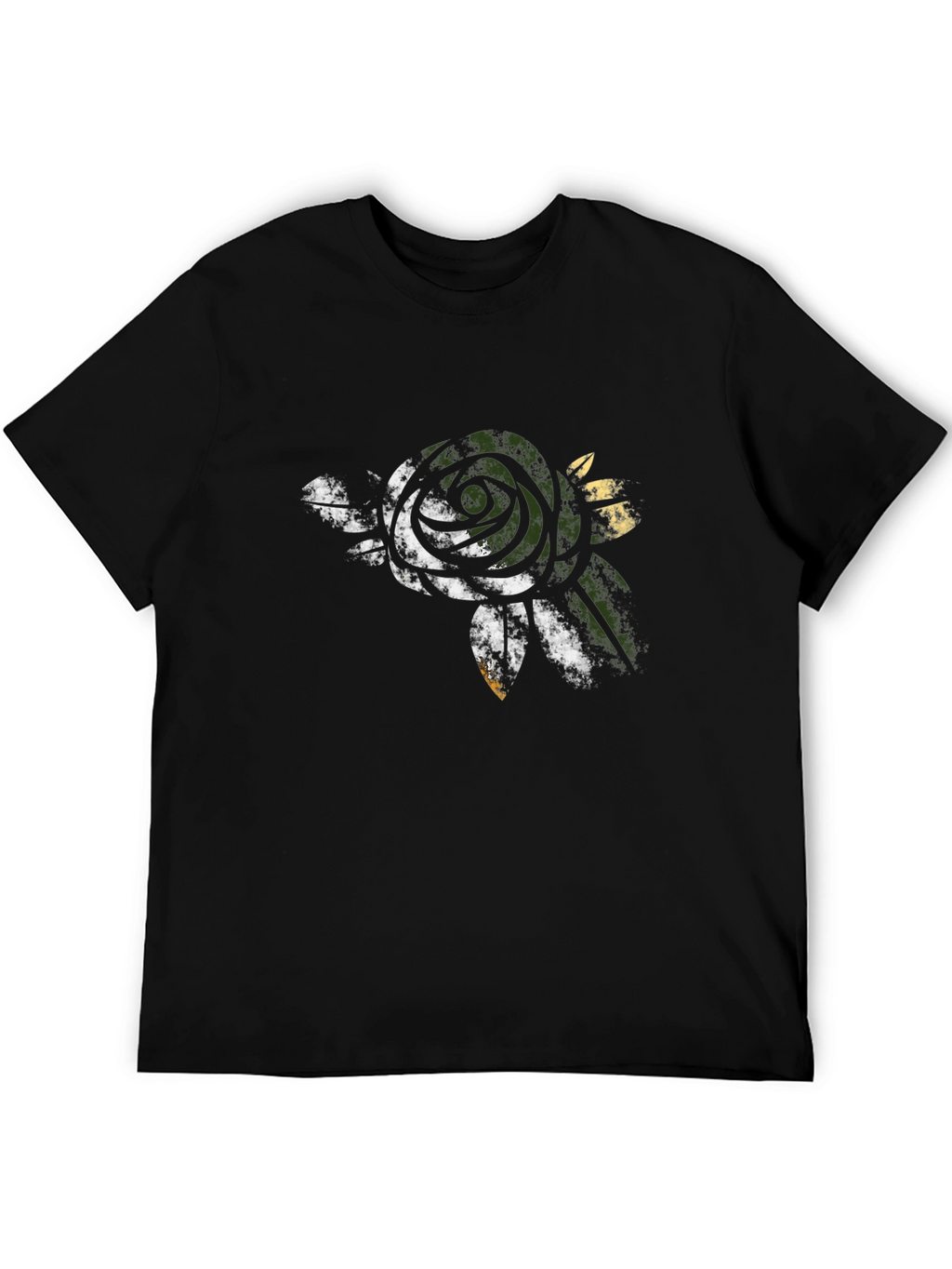 Mens Black Rose Graphic T-Shirt