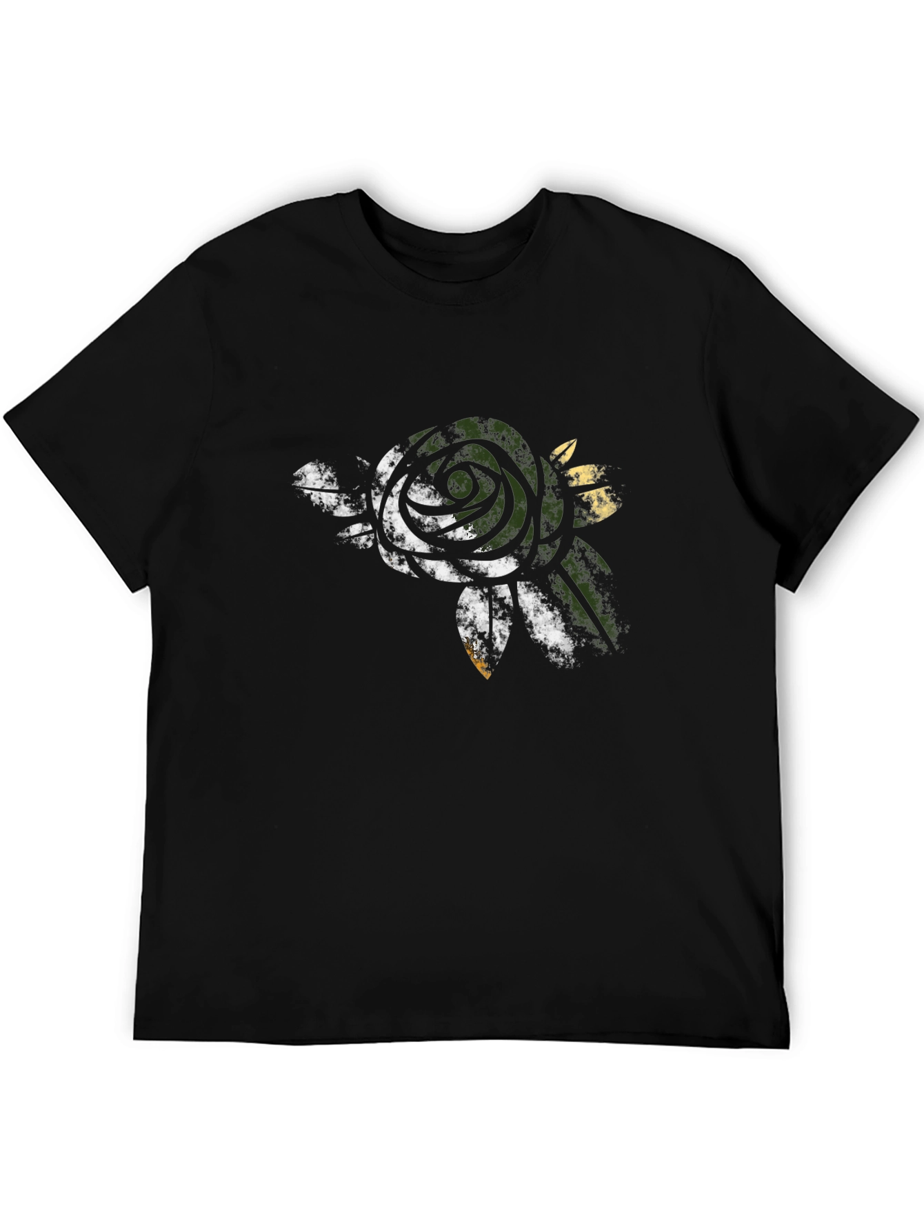 Mens Black Rose Graphic T-Shirt