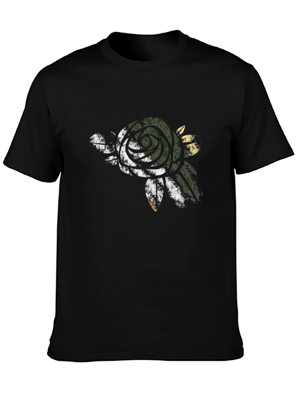 Mens Black Rose Graphic T-Shirt